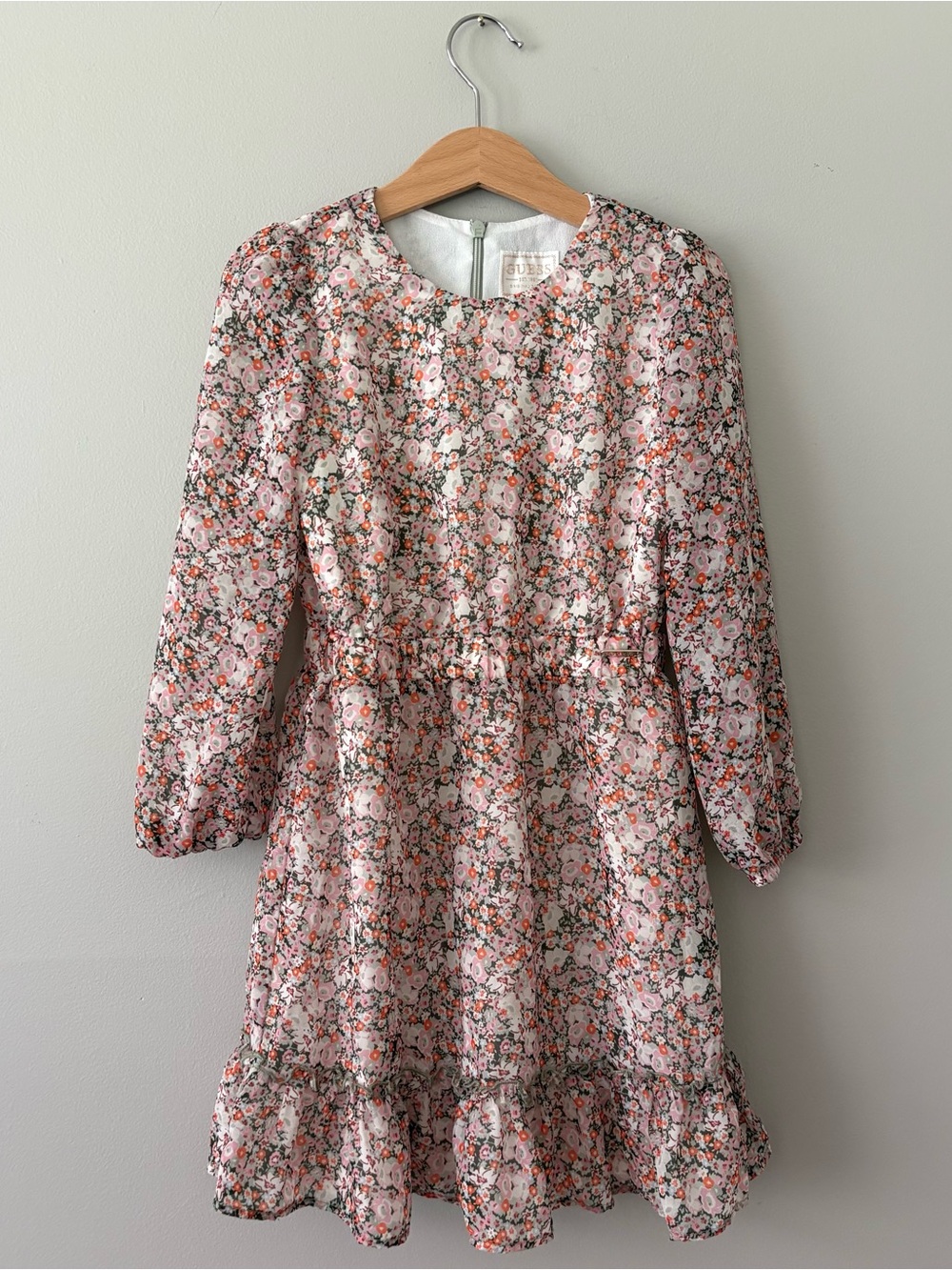 Deadstock Guess Floral Ruffle Hem Dress - Pink